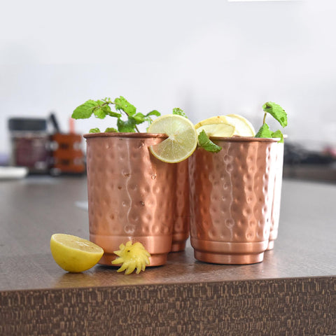 Conjunto de 4 vasos de cobre Sajtox para beber a diario.