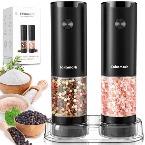 SAKAMOSH sal y pimienta automático con luz integrada para sazonar con precisión.