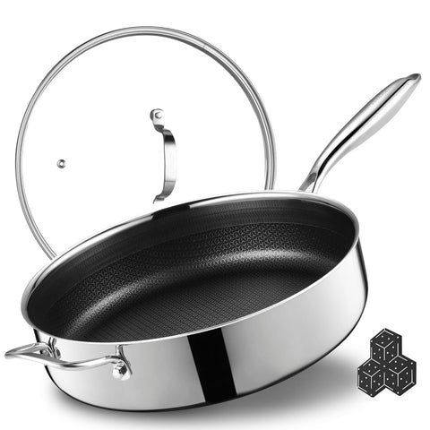 Sakamosh sartén 12 pulgadas con tapa, ideal para saltear con poco aceite.