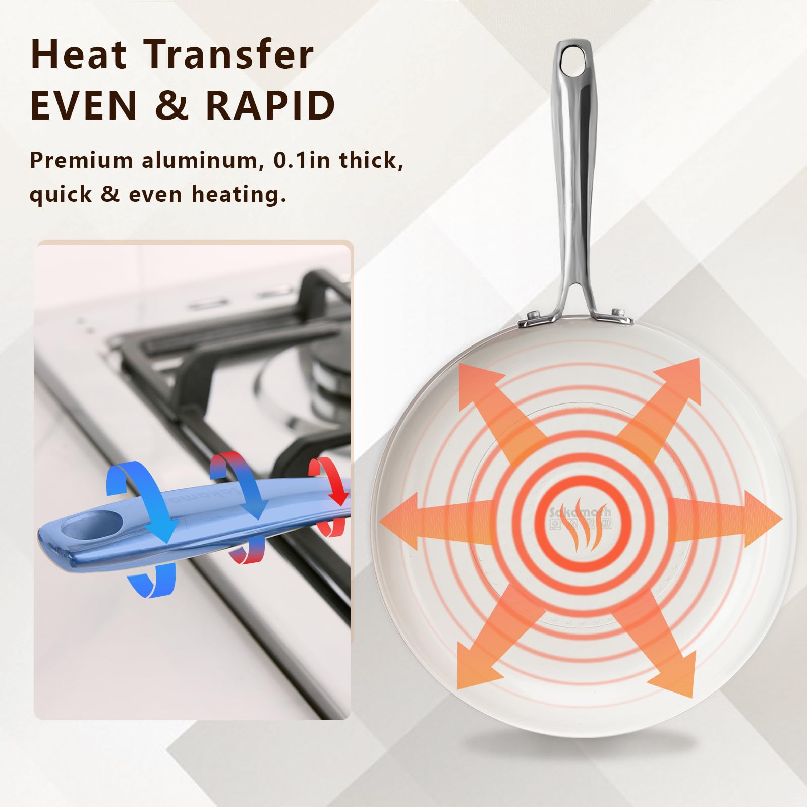 Sakamosh aluminio duradero para distribución uniforme del calor.