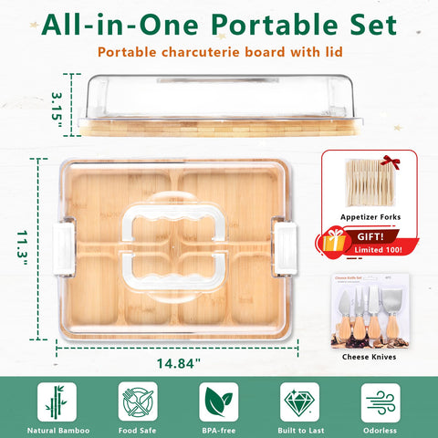 Tablero portátil de bambú Sakamosh, perfecto para picnic al aire libre.