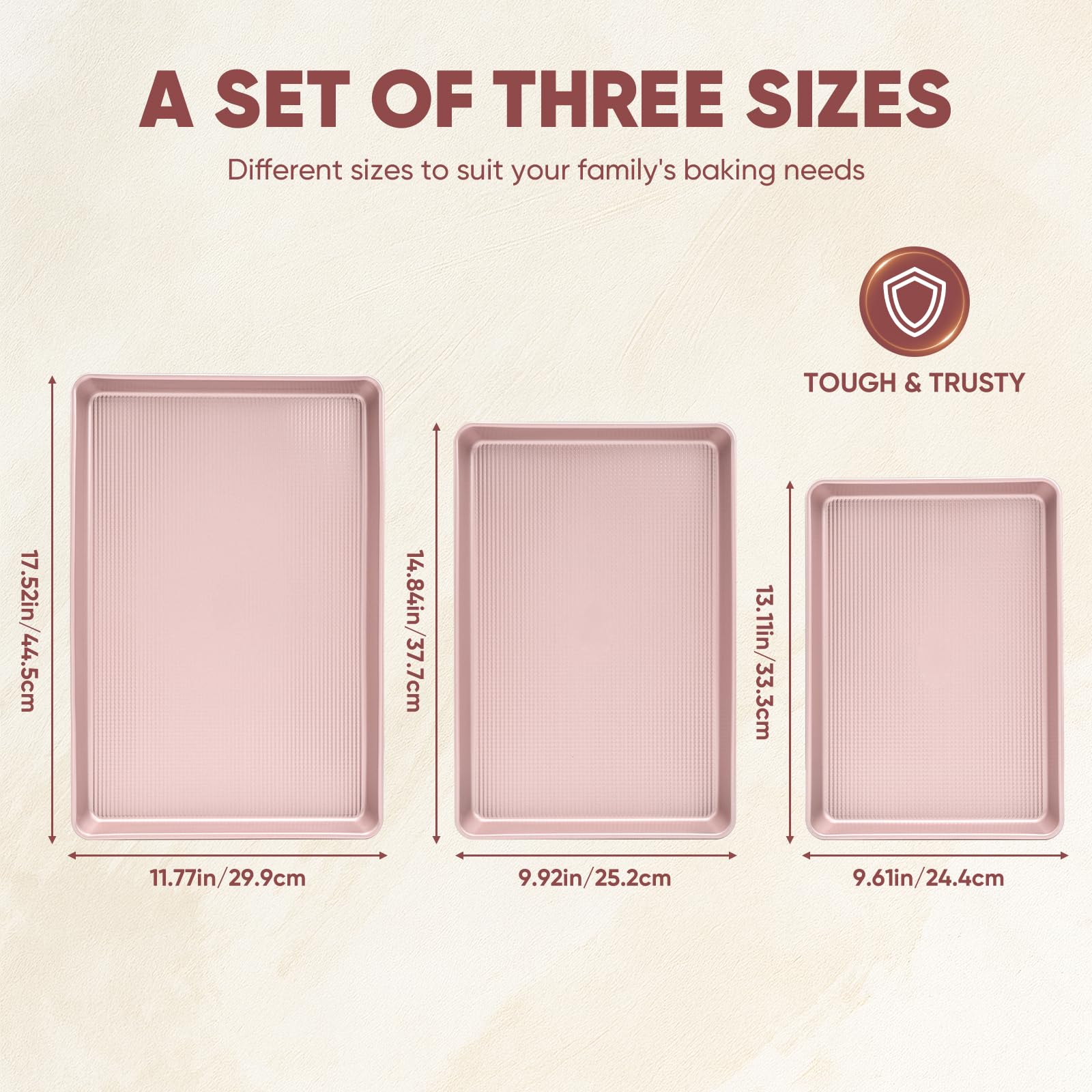 Bandeja mediana SakerPlus 15x10 pulgadas rosa para hornear medias porciones.