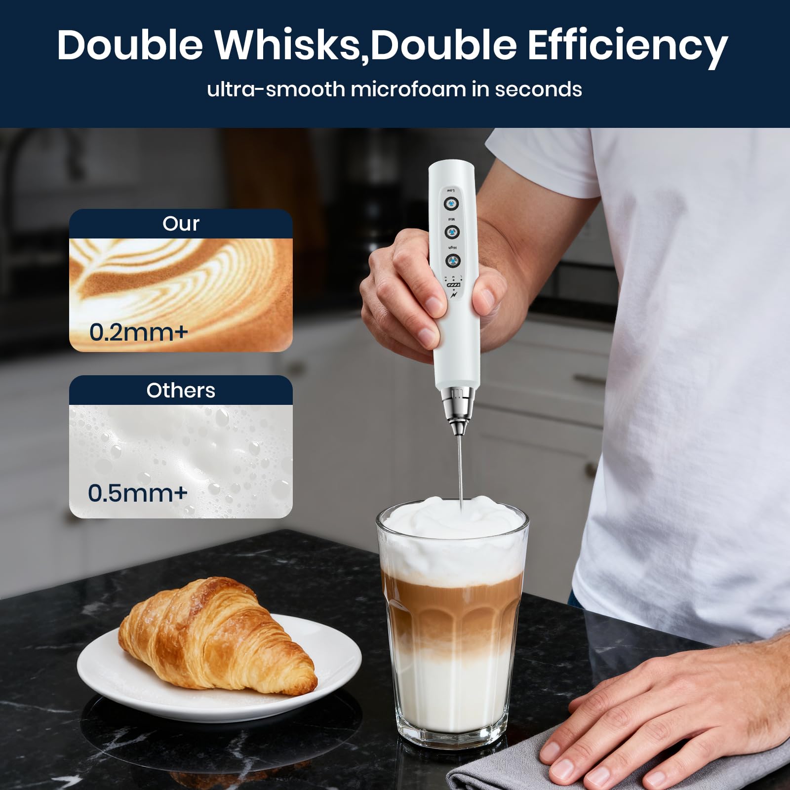 Sakgos batidor leche con 3 velocidades, ideal para personalizar cafe y bebidas