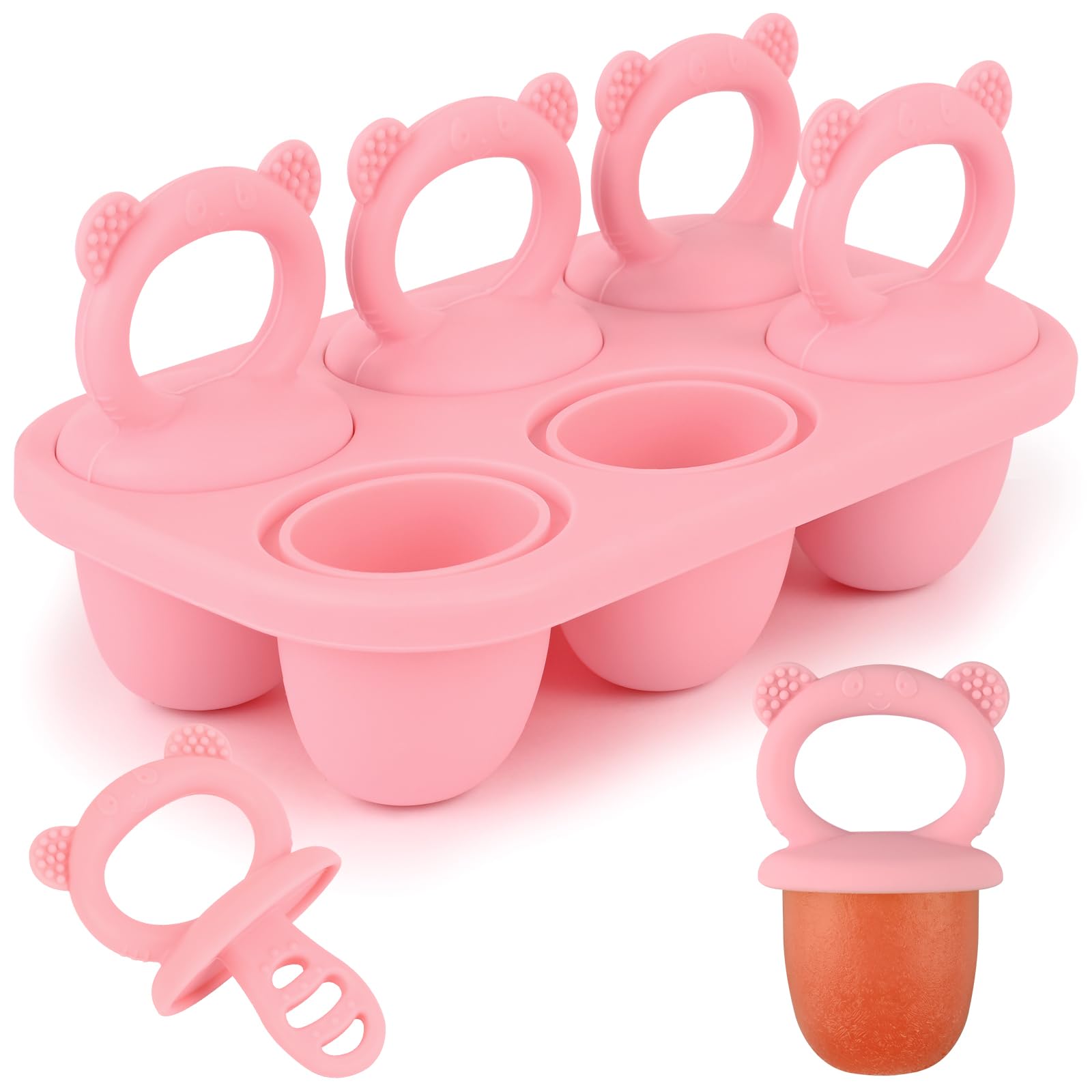 Sakolla bebe paleta rosa con 6 cavidades, ideal para meriendas saludables.