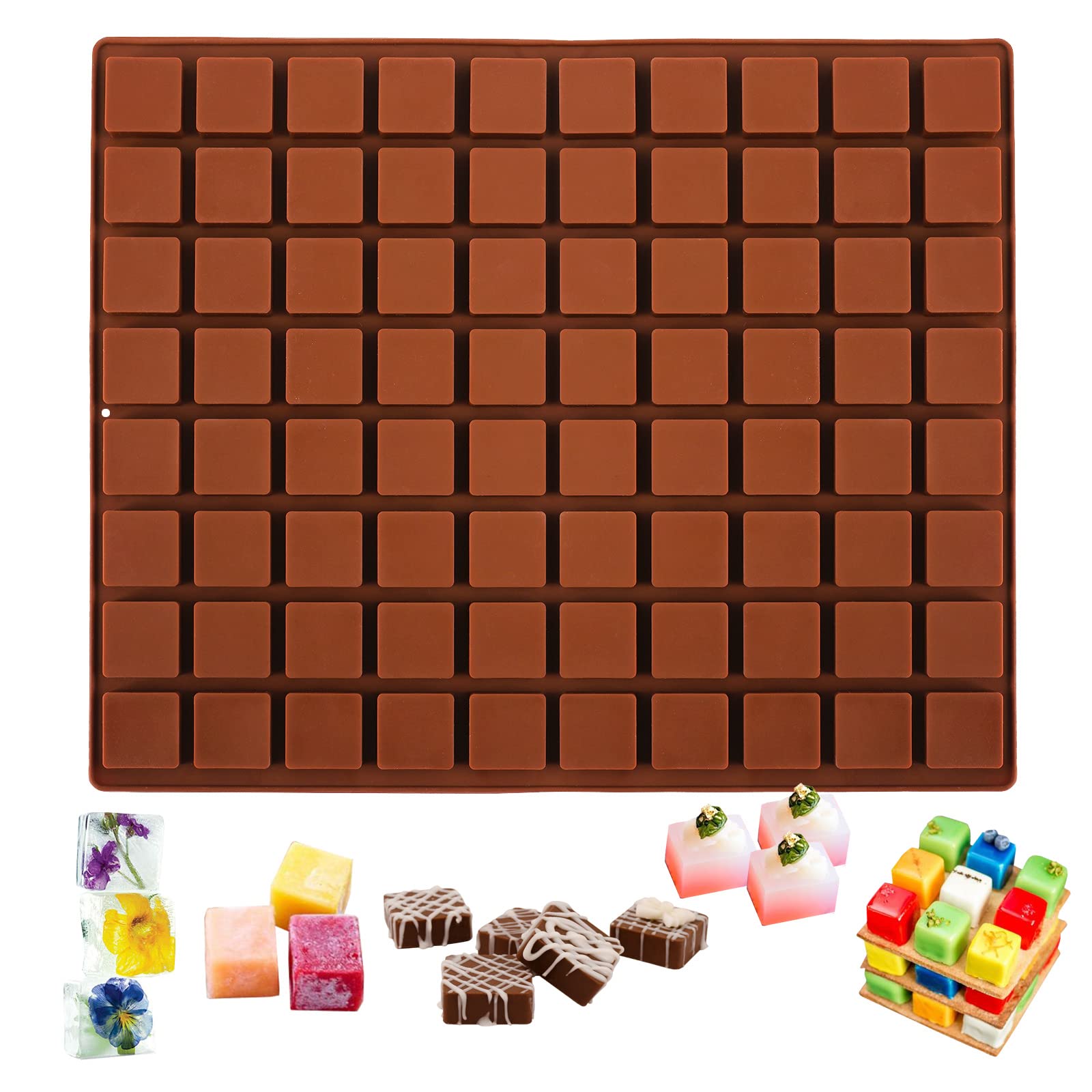 Sakolla molde chocolate cuadrado de 80 cavidades para porciones uniformes.