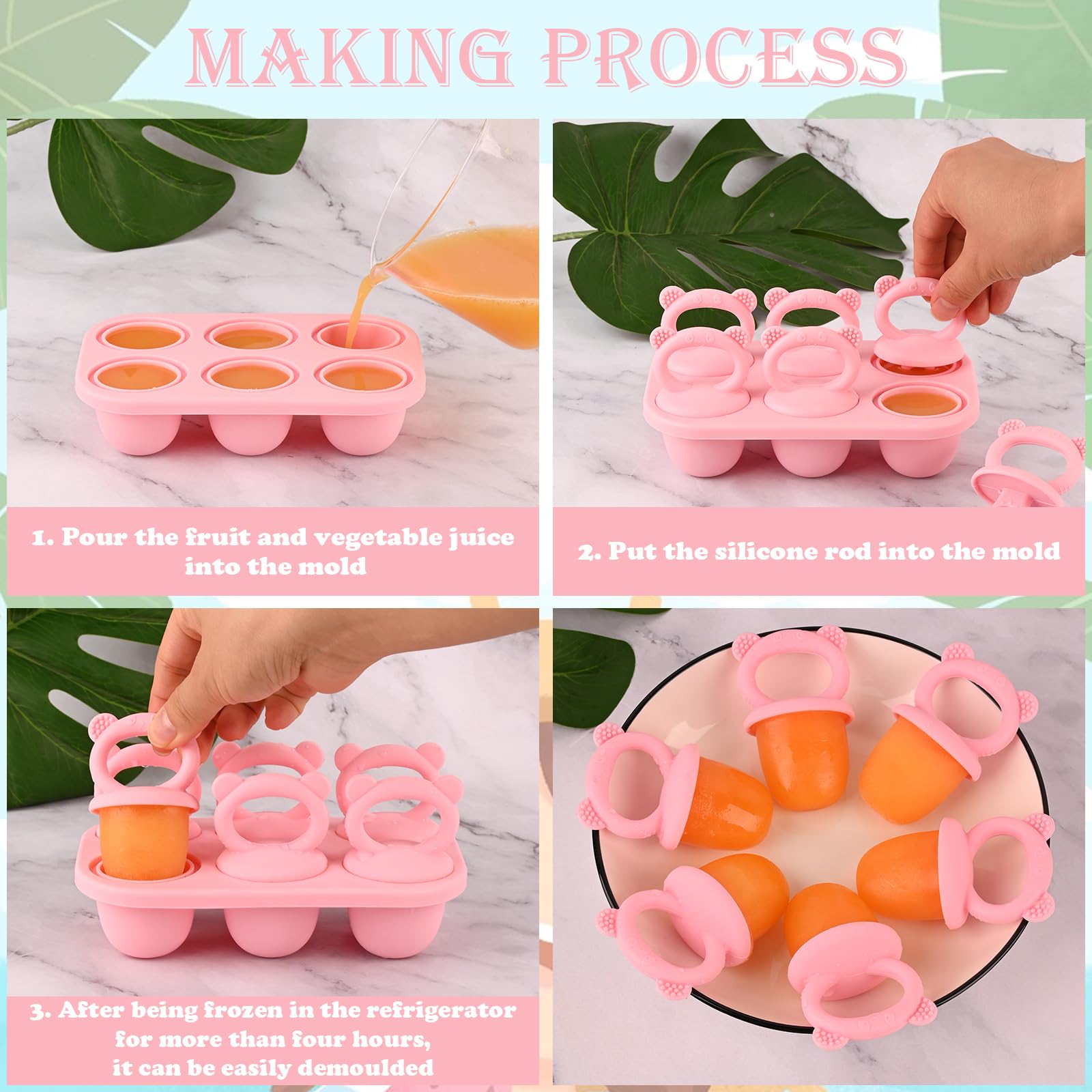 Sakolla molde reutilizable rosa para meriendas y helados caseros.