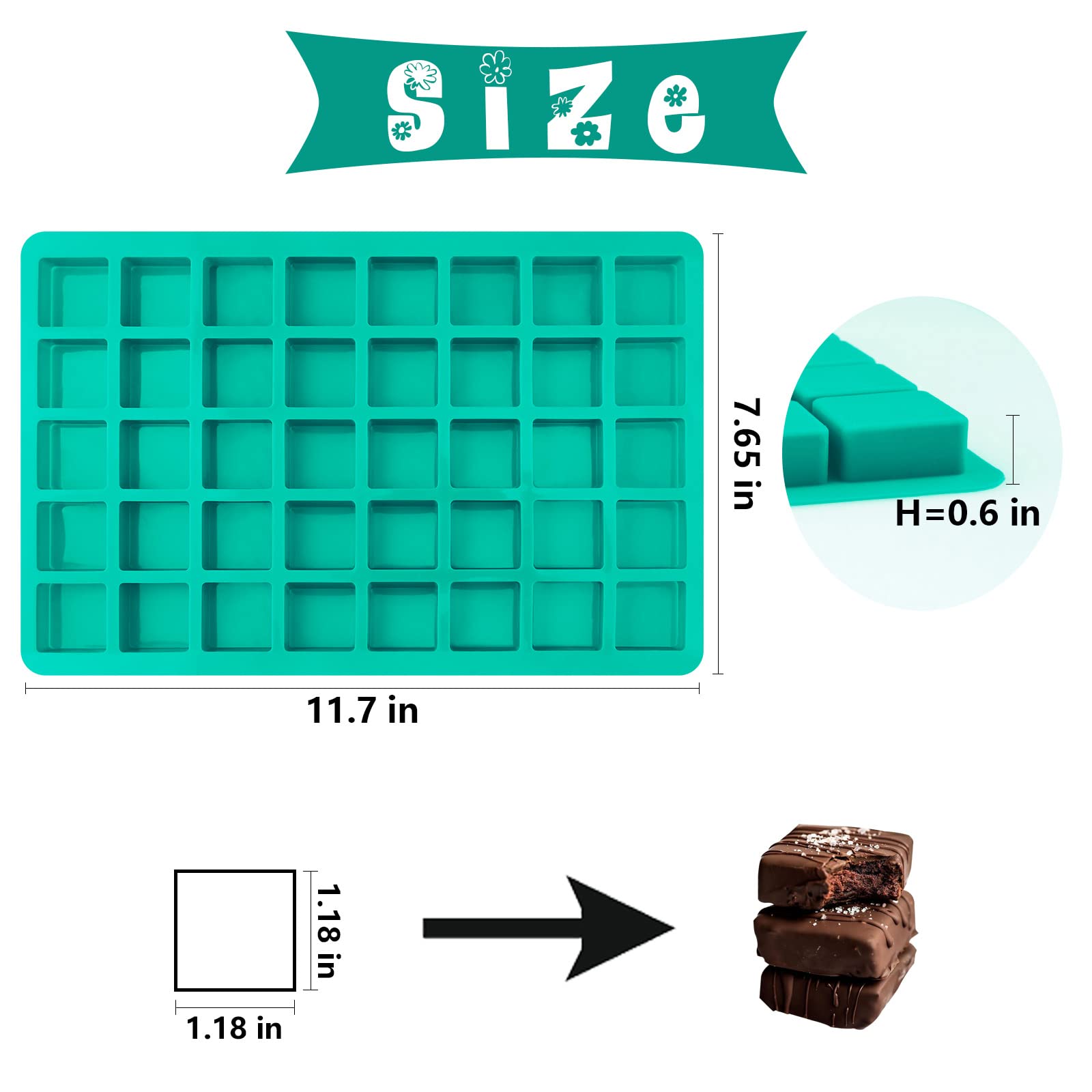 Sakolla molde de silicona para chocolate, flexible y reutilizable para formas uniformes.