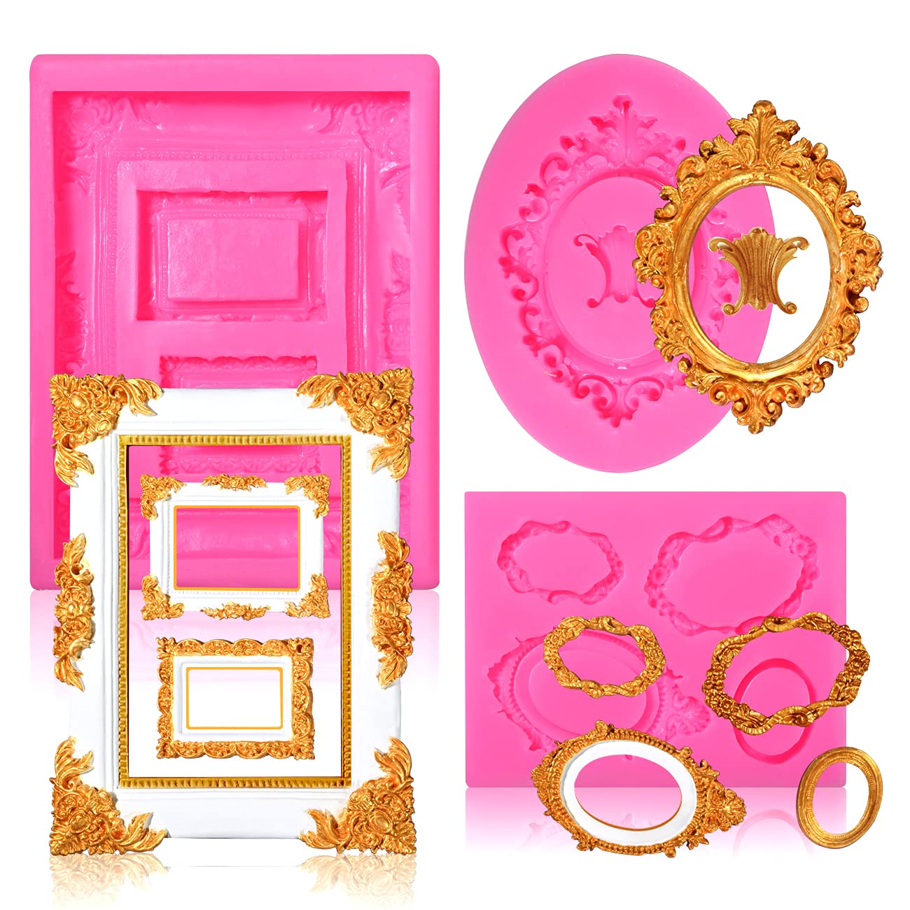 Sakolla moldes de silicona para marcos de foto, decorando pasteles