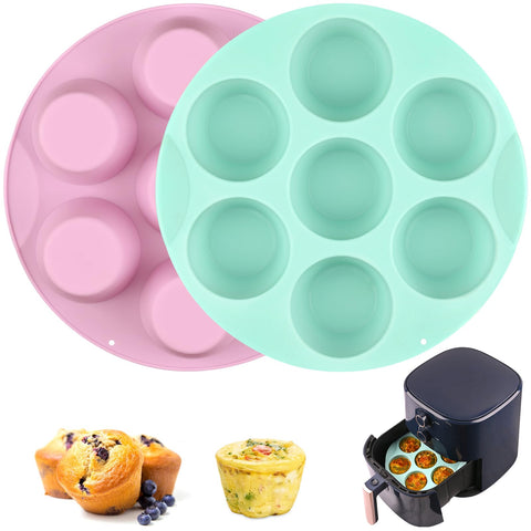 Sakolla moldes de huevos de silicona para freidora de aire, horneado uniforme y desmoldeo fácil