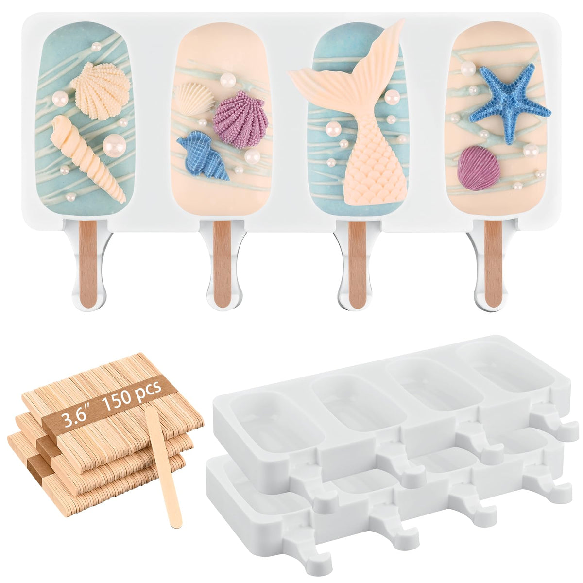 Sakolla molde de silicona para paletas ovaladas, fácil desmoldar.