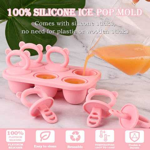 Sakolla palitos de silicona rosa para paletas, fáciles de soltar.