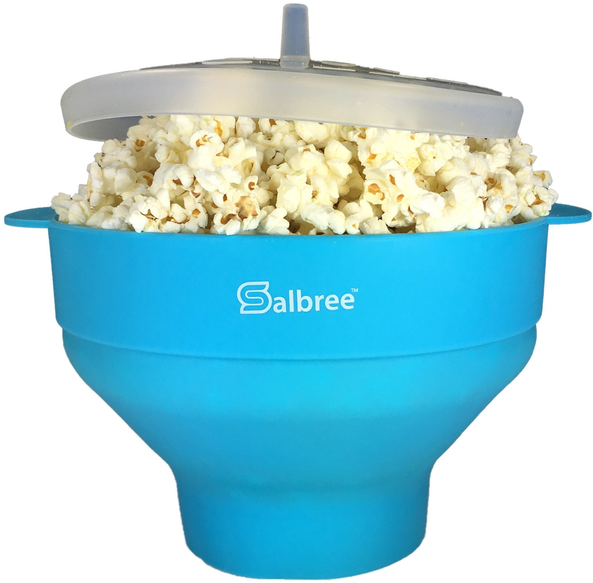 Salbree Popper de microondas con tapa abierta para palomitas rápidas sin aceite.