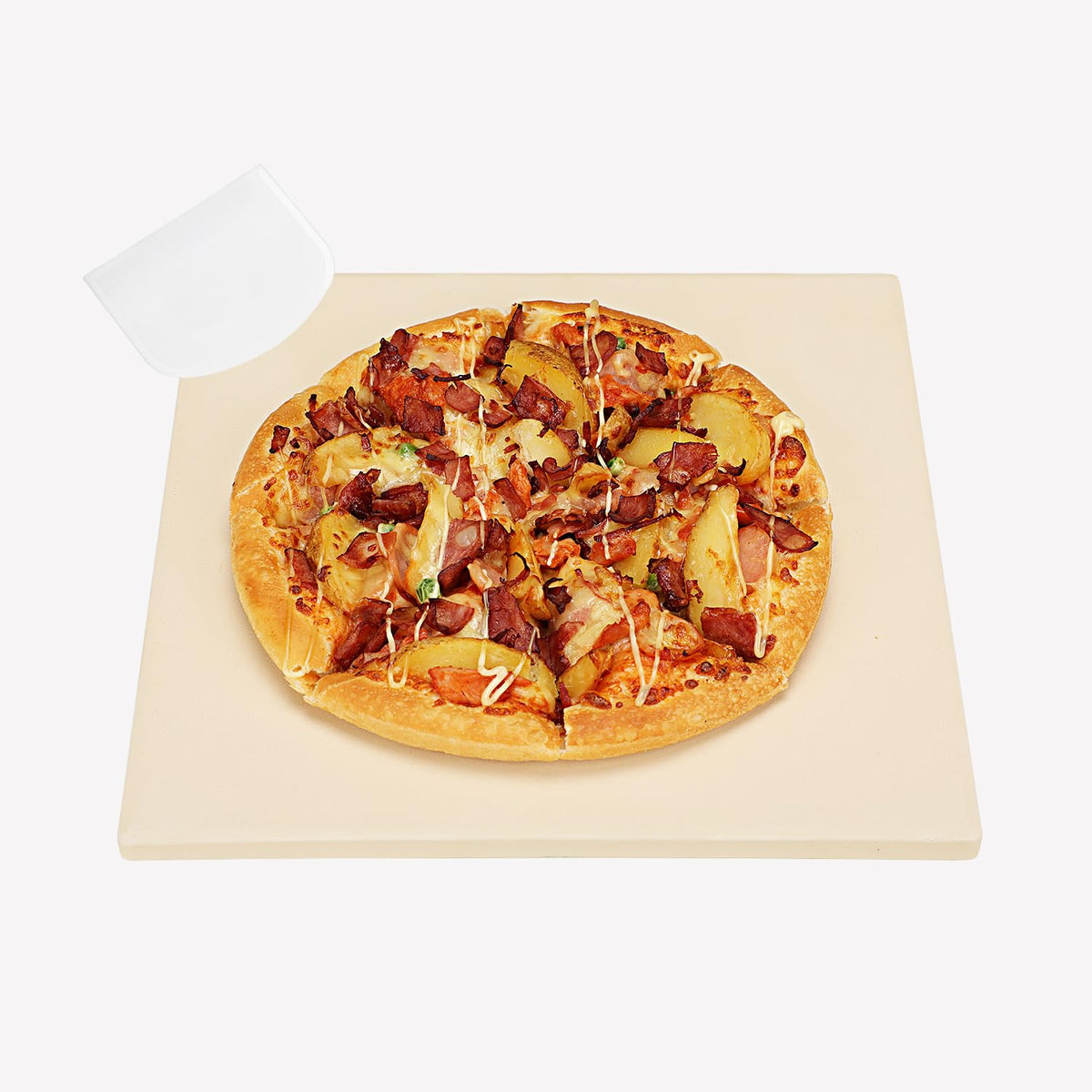 Salomayes piedra para pizza 10x10 en cordierita, ideal para horno de camper.