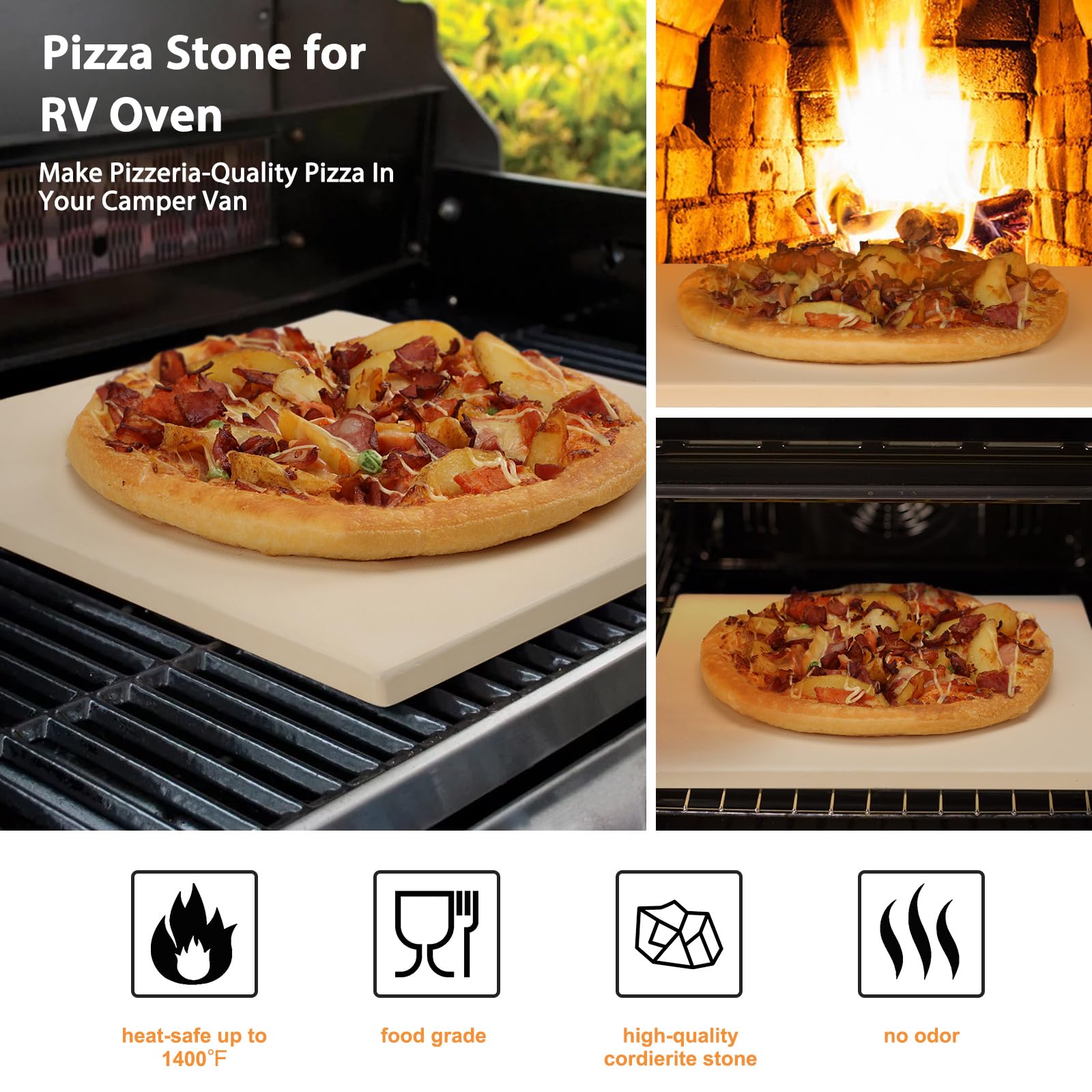 Salomayes piedra para pizza cordierita, base crujiente para pizzas y pan.