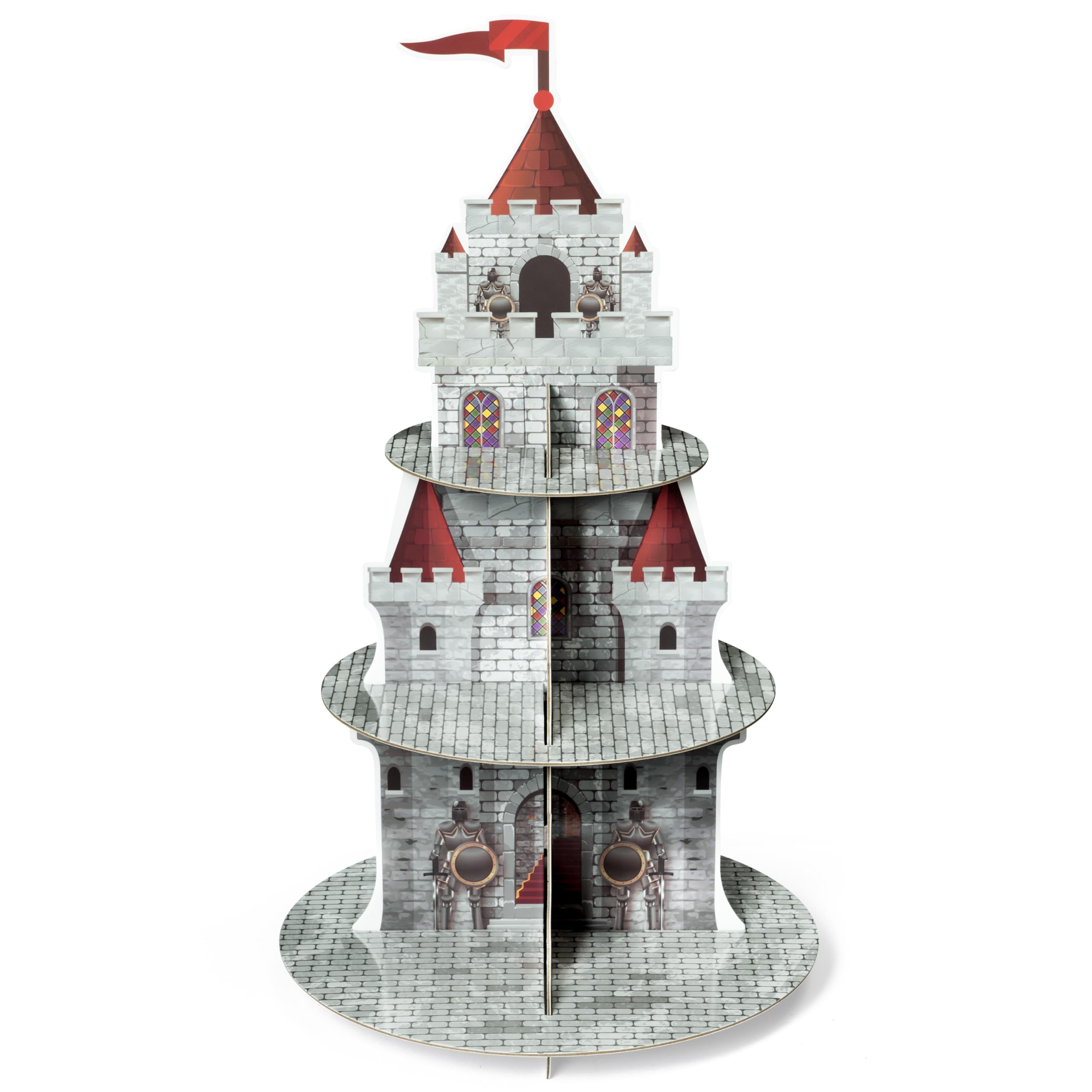 Salovio estante para cupcakes de tres niveles medieval, ideal para fiestas temáticas.