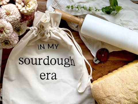 Salt & York: bolsa de algodón orgánico, duradera y reutilizable para pan artesanal.