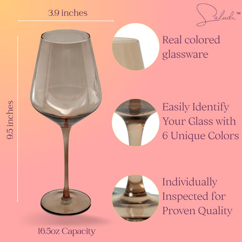 Saludi copa de vino multicolor para tinto, blanco, rosado o espumoso.