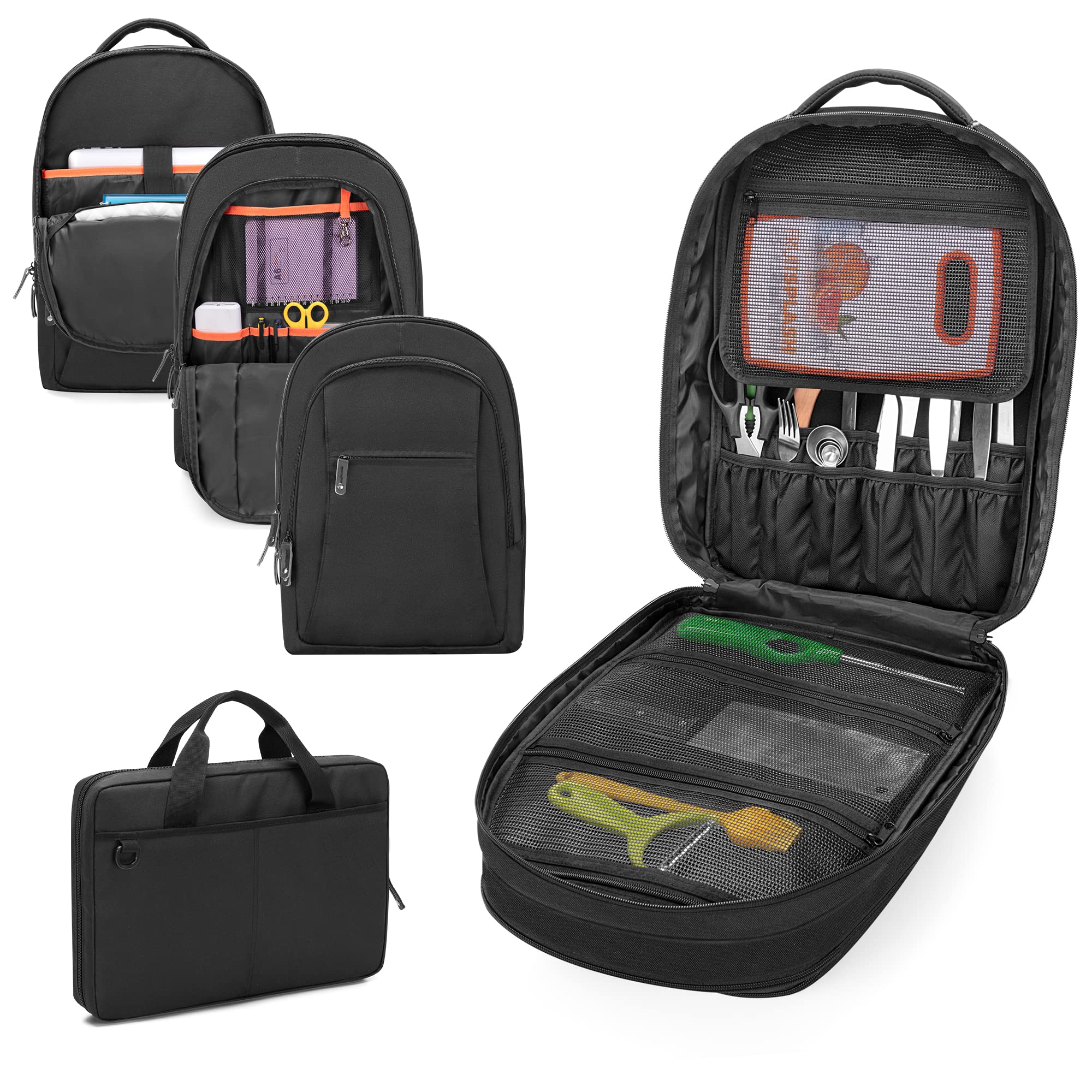 samdew Mochila Chef Tote mostrando bolsa de utensilios de 15x2x10 pulgadas para transporte cómodo.