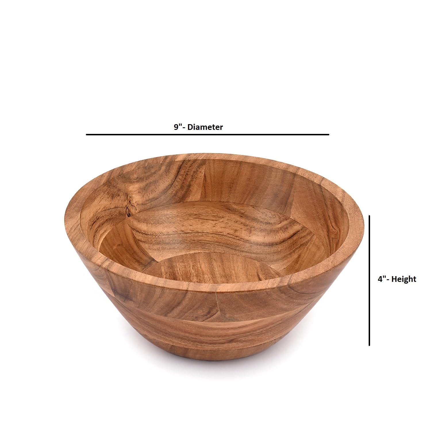 Samhita ensaladera de acacia, pieza decorativa con madera cálida.
