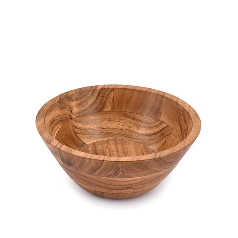 Samhita ensaladera de acacia, vista frontal; ideal como centro de mesa natural.
