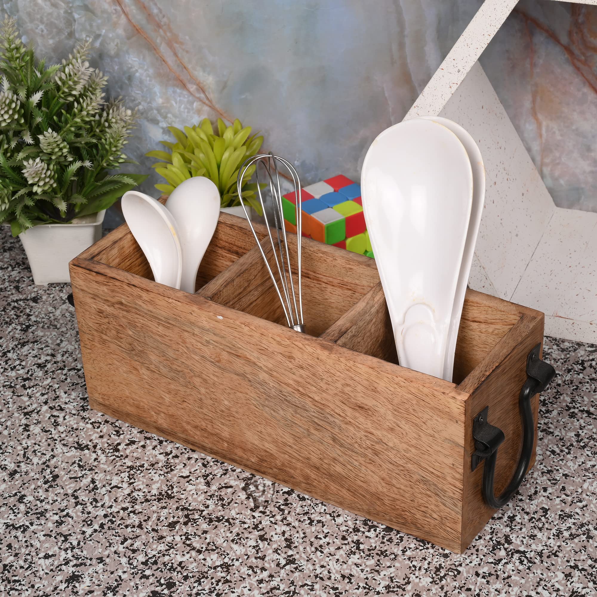 Samhita Portacubiertos Mango superficie natural, aspecto cálido para la cocina