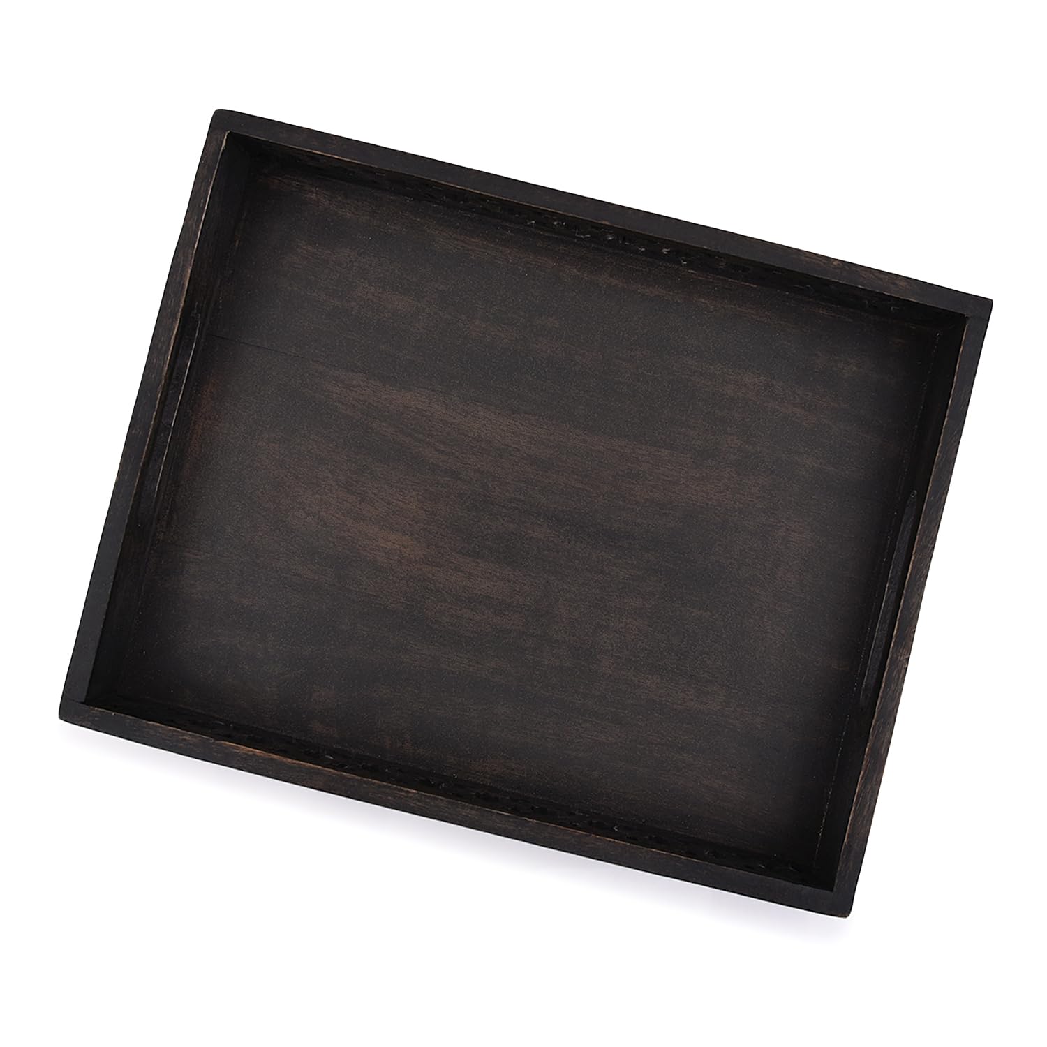 Bandeja rectangular Samhita en mango negro, ideal para comidas familiares