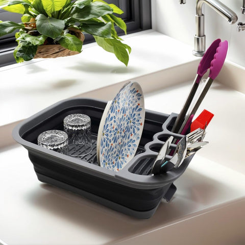 SAMMART escurridor-platos-plegable cerrado ahorra espacio en la cocina