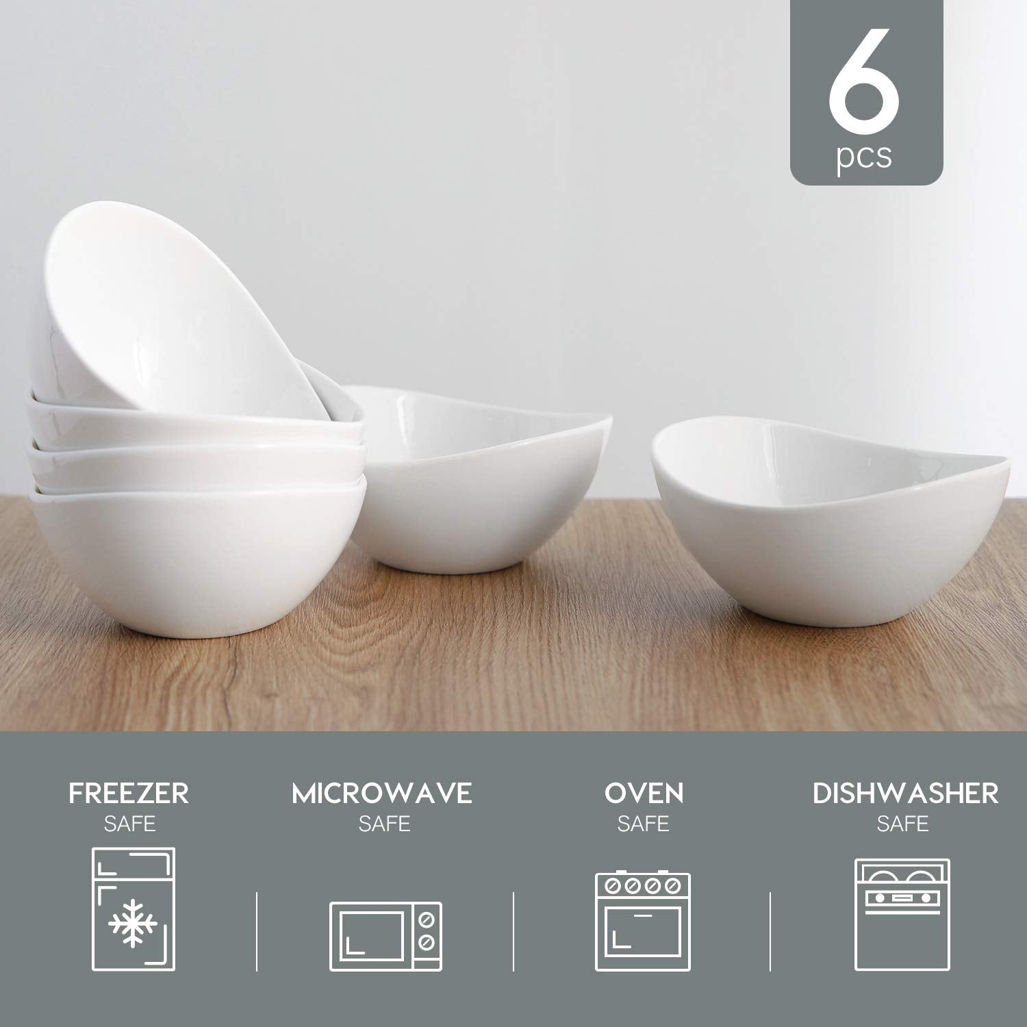 Samsle tazones de porcelana blanco, aptos para lavavajillas, microondas, horno y congelador.