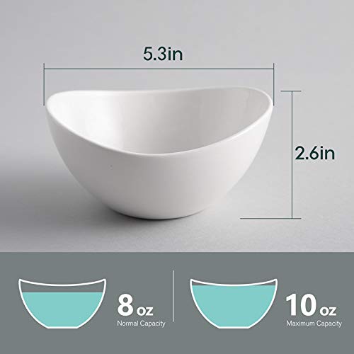 Samsle tazones de porcelana curvos con acabado blanco brillante para servir aperitivos.
