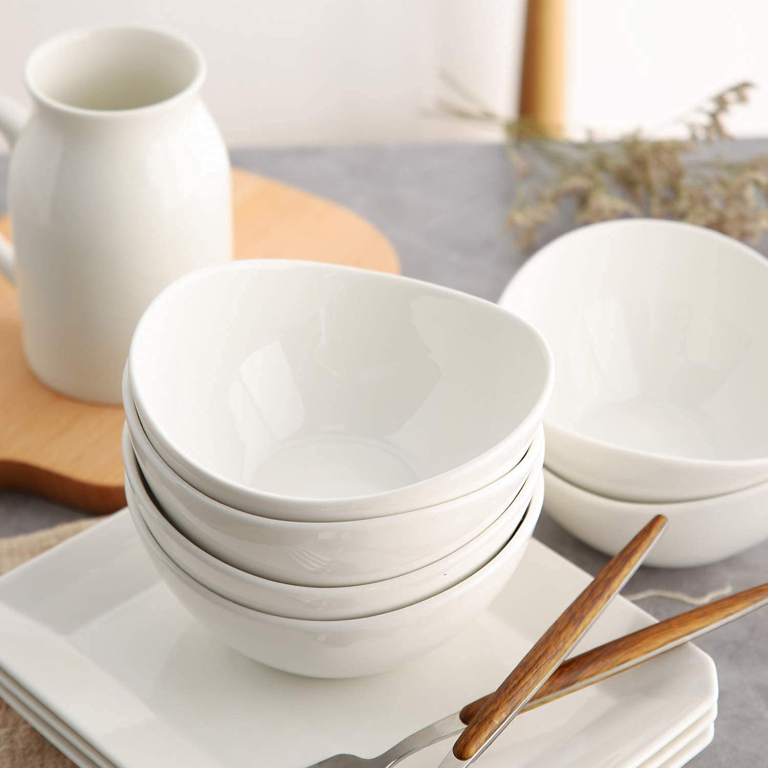 Samsle tazones de porcelana resistentes a impactos, ideales para uso diario.