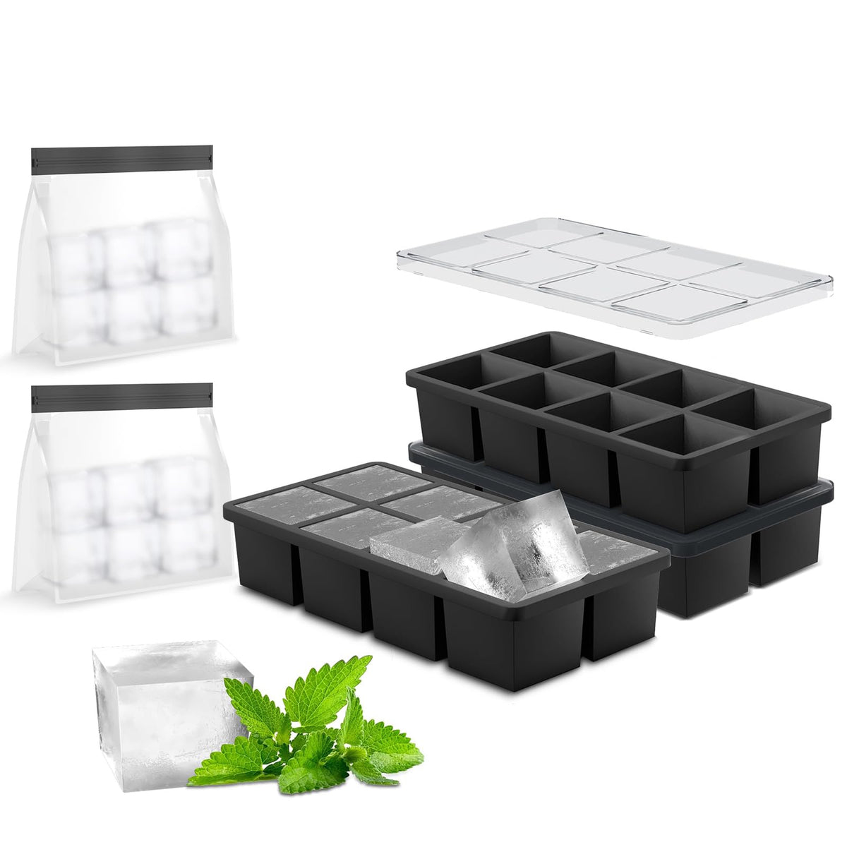 Samuelworld bandeja hielo grande 8 cavidades para cubos consistentes