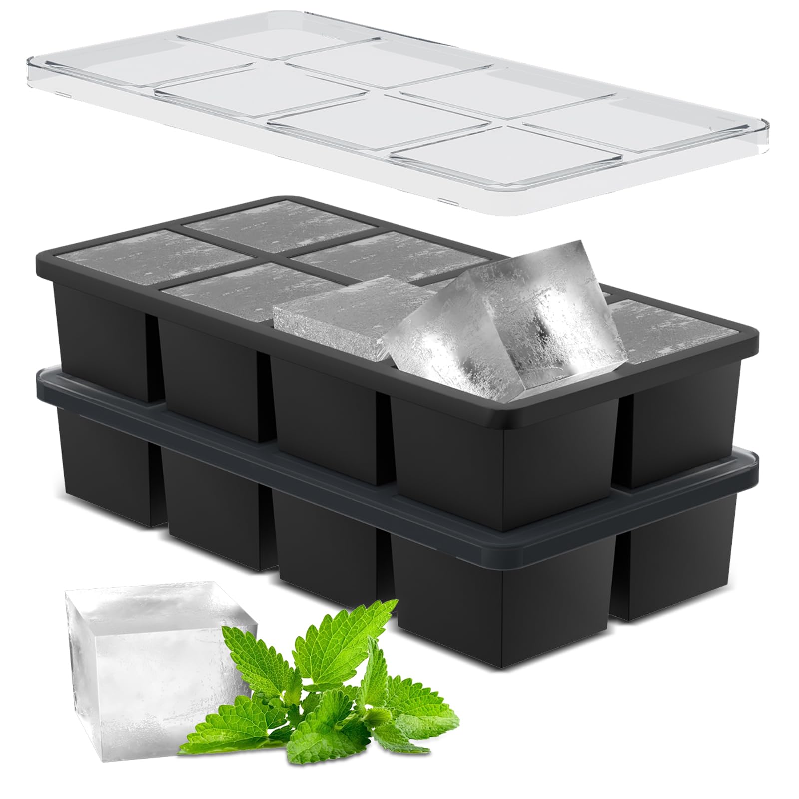 Samuelworld bandeja de hielos grandes 2 pulgadas para enfriar bebidas con cubos uniformes