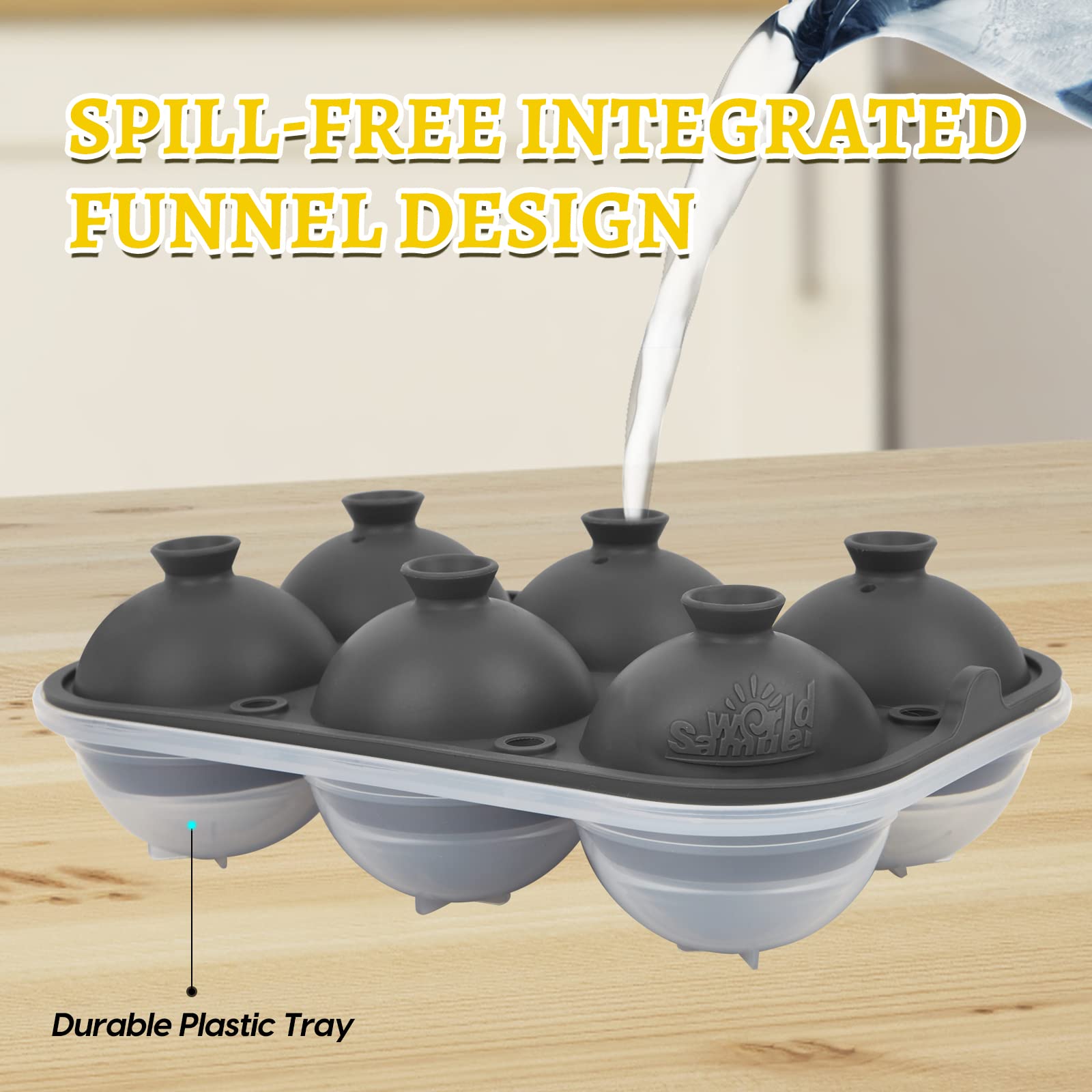 Samuelworld Premium Ice Tray cubos gigantes de 2 pulgadas para cócteles con enfriamiento lento.