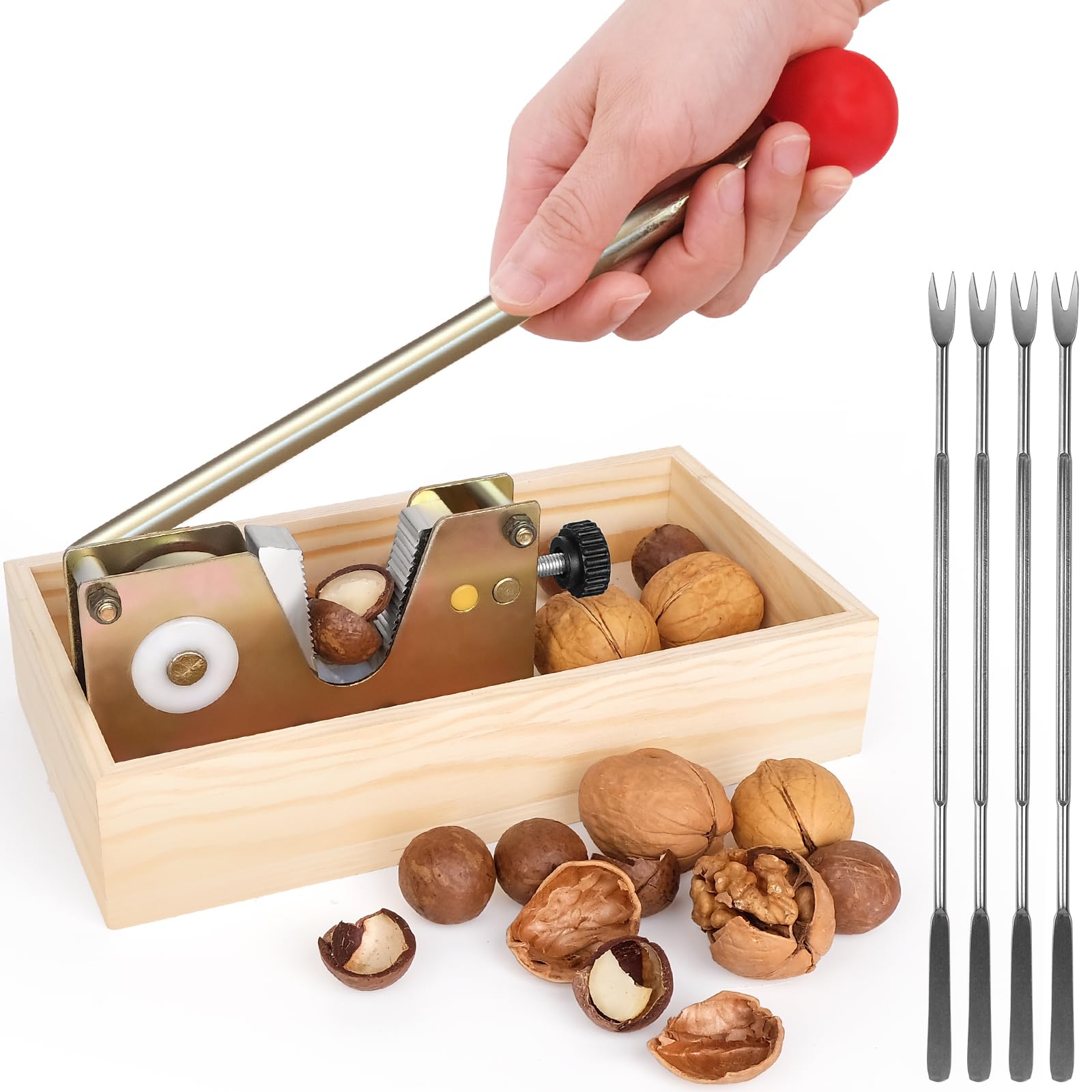 Sanchamy Abrenueces con base de madera estable para abrir nueces grandes