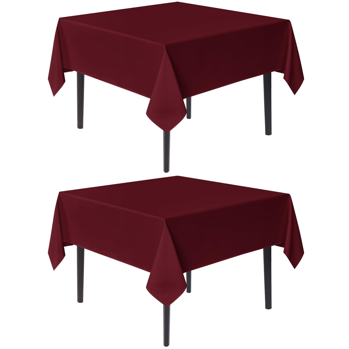 Mantel sancua cuadrado 54x54 burdeos 2-piezas, ideal para cenas festivas
