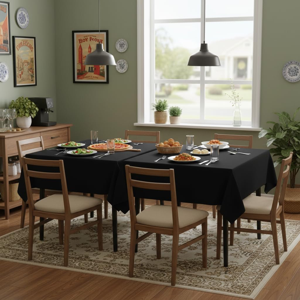 Mantel sancua cuadrado negro 54x54, diseño sencillo que realza la mesa.