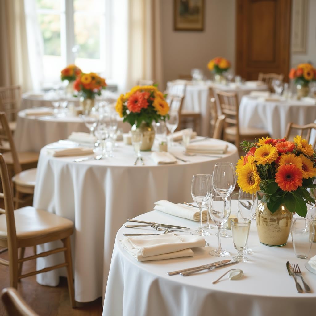 Mantel sancua resistente a derrames, ideal para buffets y fiestas.