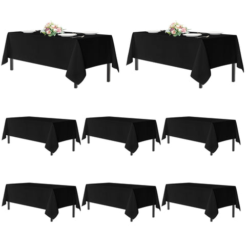 Mantel negro sancua para mesa rectangular de 6 pies, juego de 8 piezas.