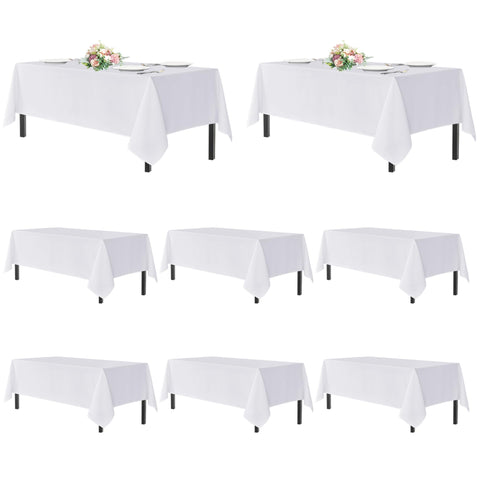 Mantel rectangular Sancua 54x108 en blanco, 8 piezas, perfecto para mesas de banquete.