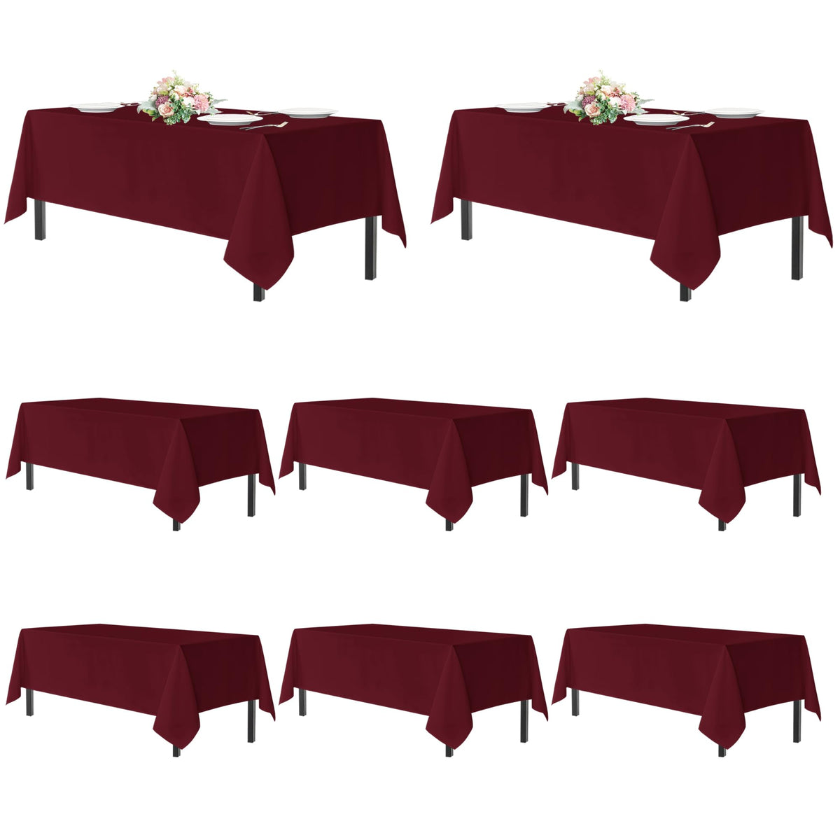 Mantel Sancua rectangular 54x108 burdeos, perfecto para banquetes