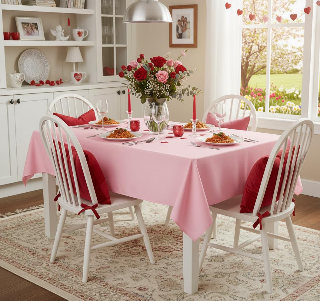 Textura suave de poliéster en mantel sancua rosa para un toque elegante.