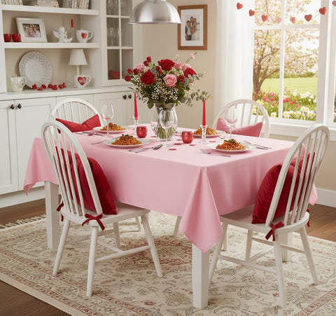 Textura suave de poliéster en mantel sancua rosa para un toque elegante.