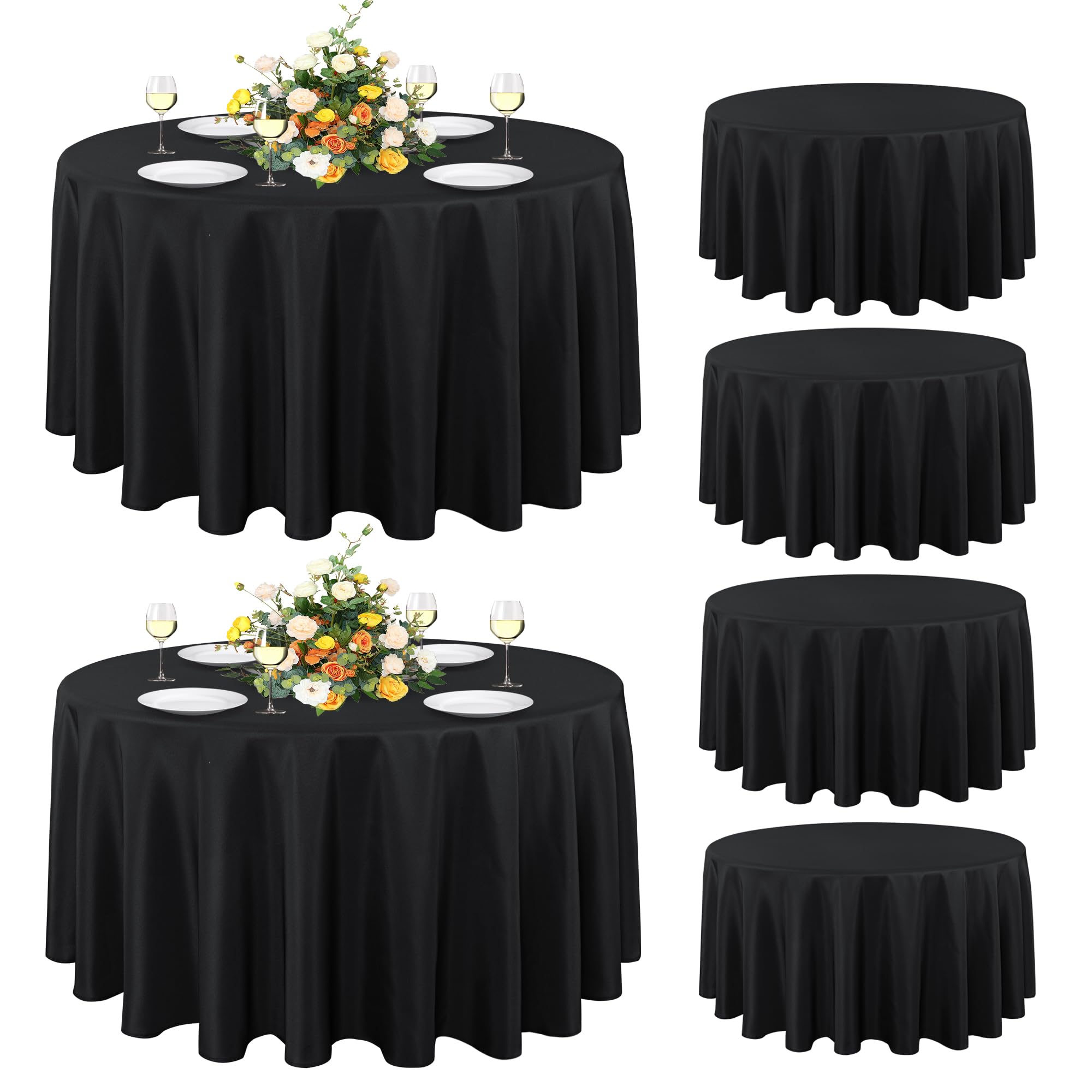 Mantel Sancua redondo de 108 pulgadas protege la superficie y añade estilo.