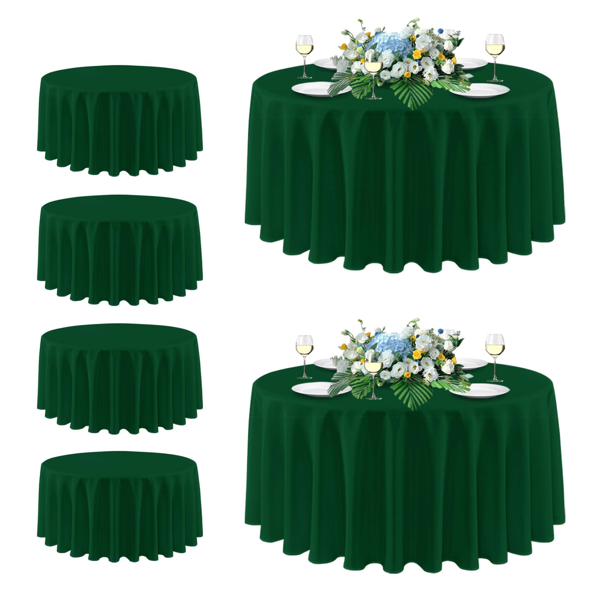 Mantel redondo Sancua de 108 pulgadas en verde hunter para fiestas
