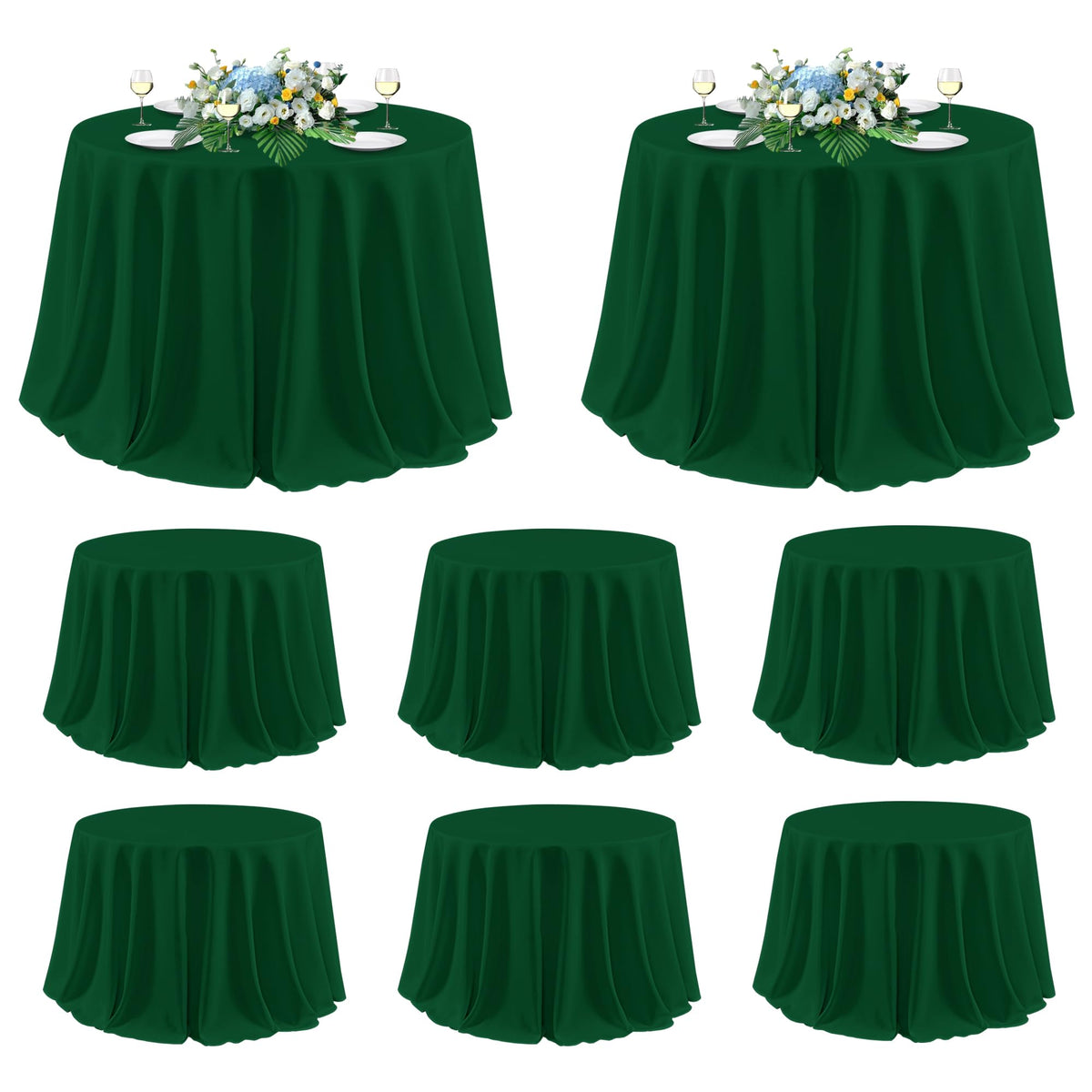 Mantel sancua redondo de 120 pulgadas verde bosque para eventos
