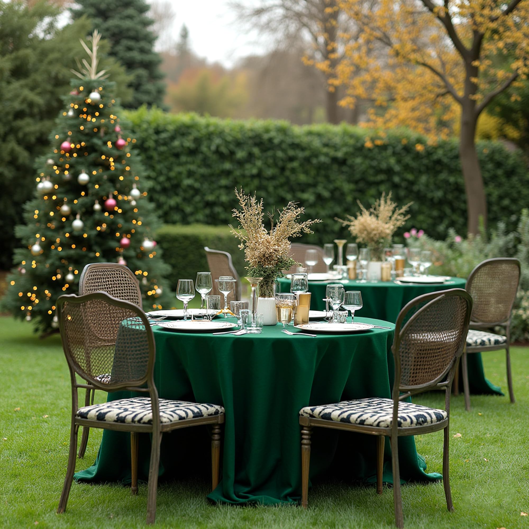 Mantel sancua 120 pulgadas verde bosque, drape elegante para mesa de comedor