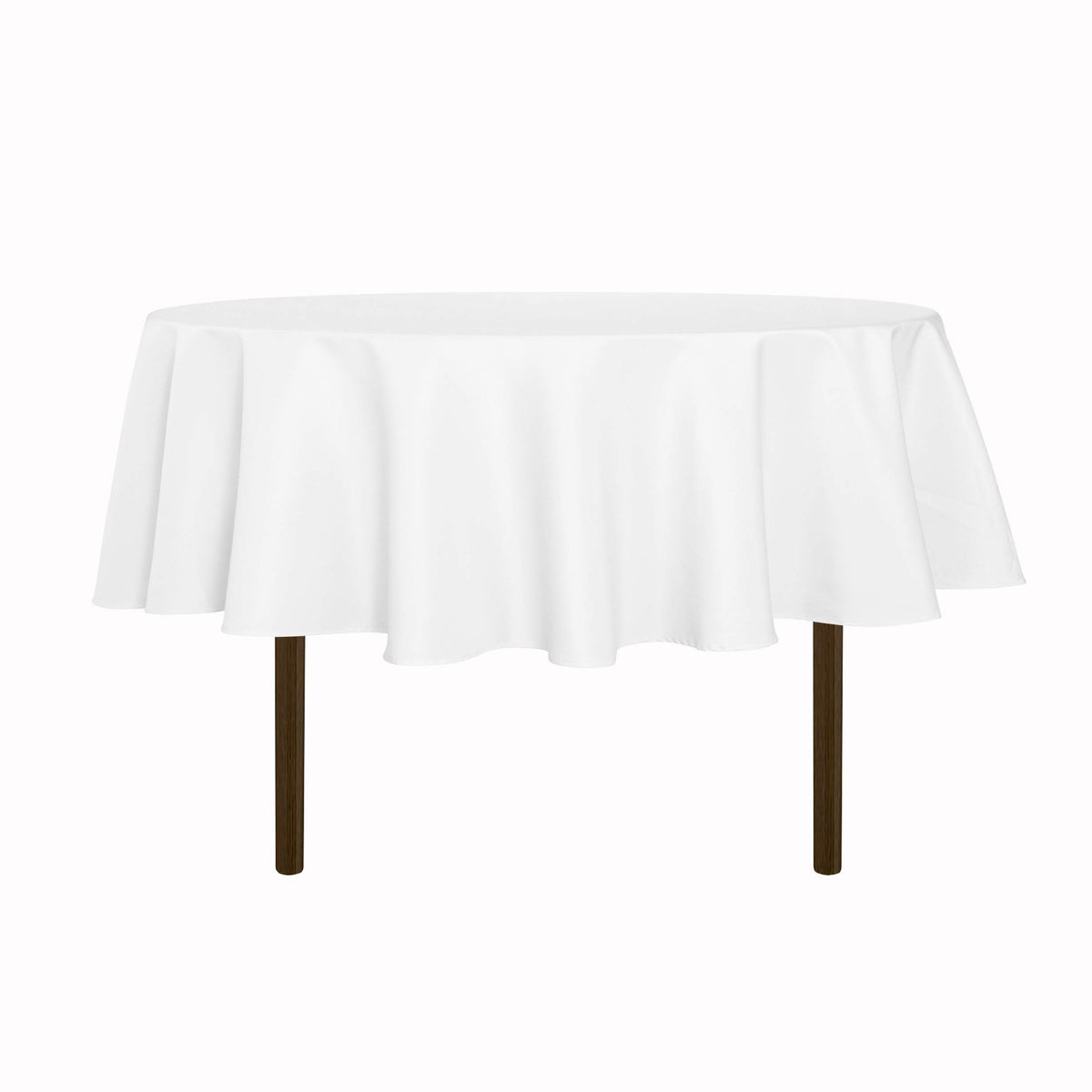 Mantel sancua redondo de 70 pulgadas blanco sobre mesa elegante para ocasión especial