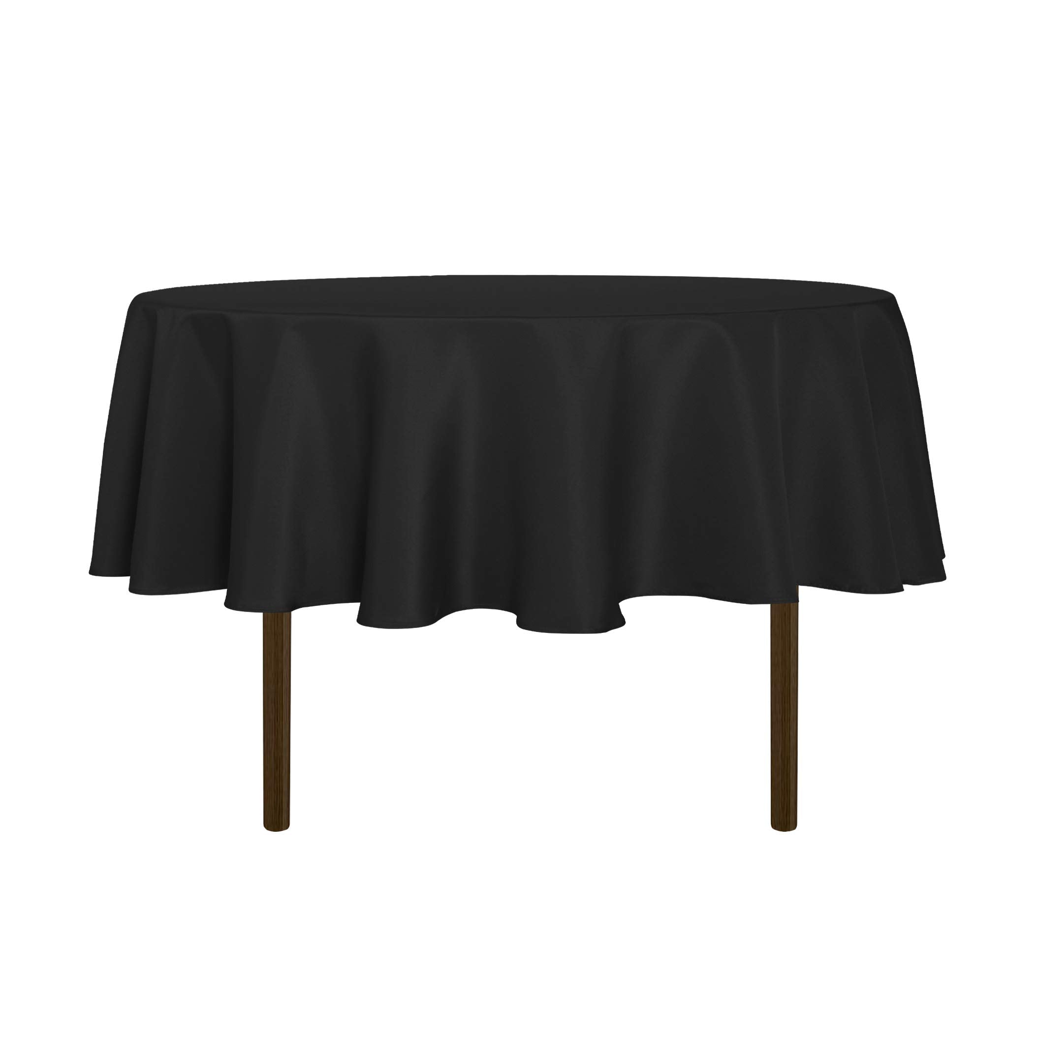 Mantel redondo sancua de 70 pulgadas en negro para mesas de comedor.