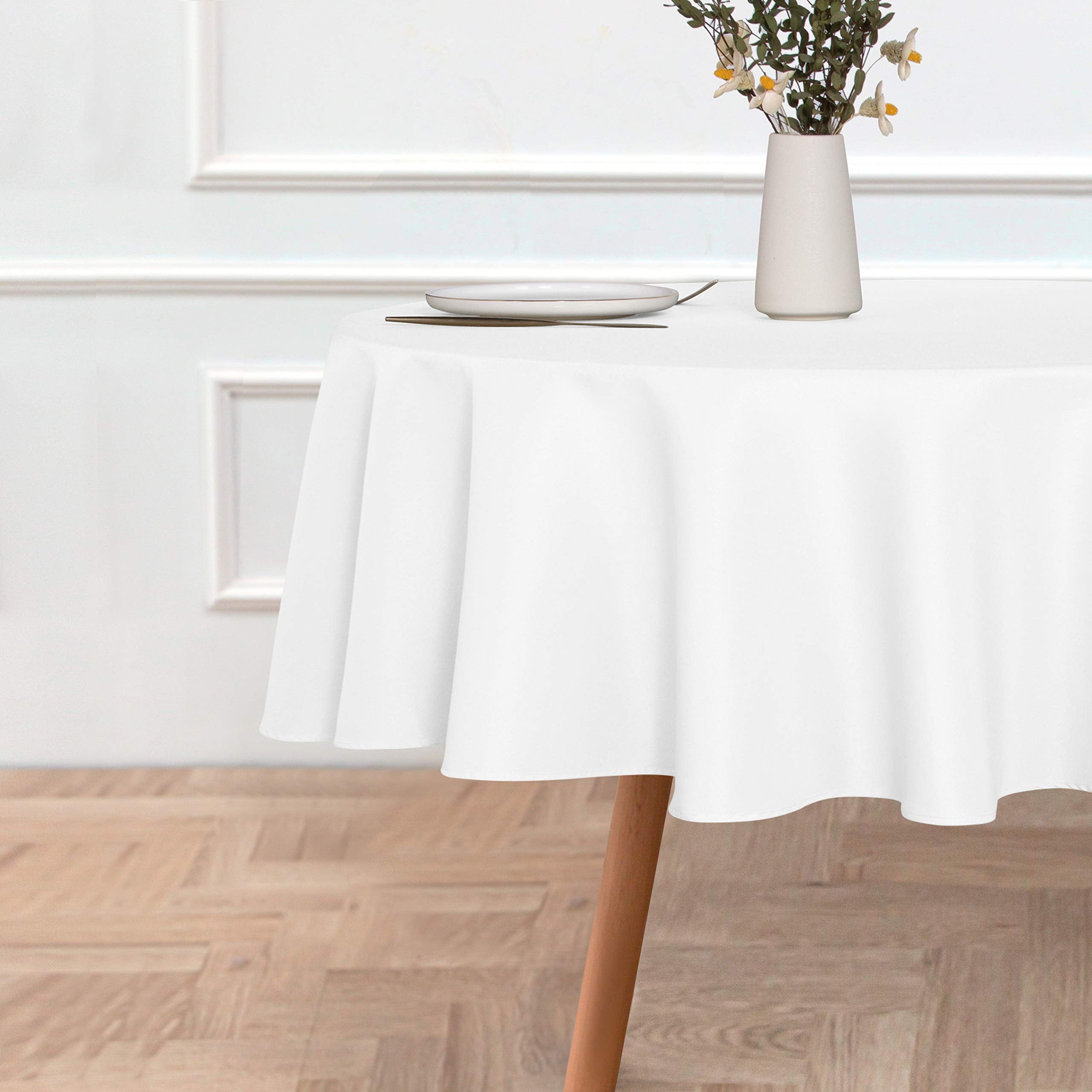 Mantel sancua redondo 80 pulgadas blanco, resistente al agua para uso diario