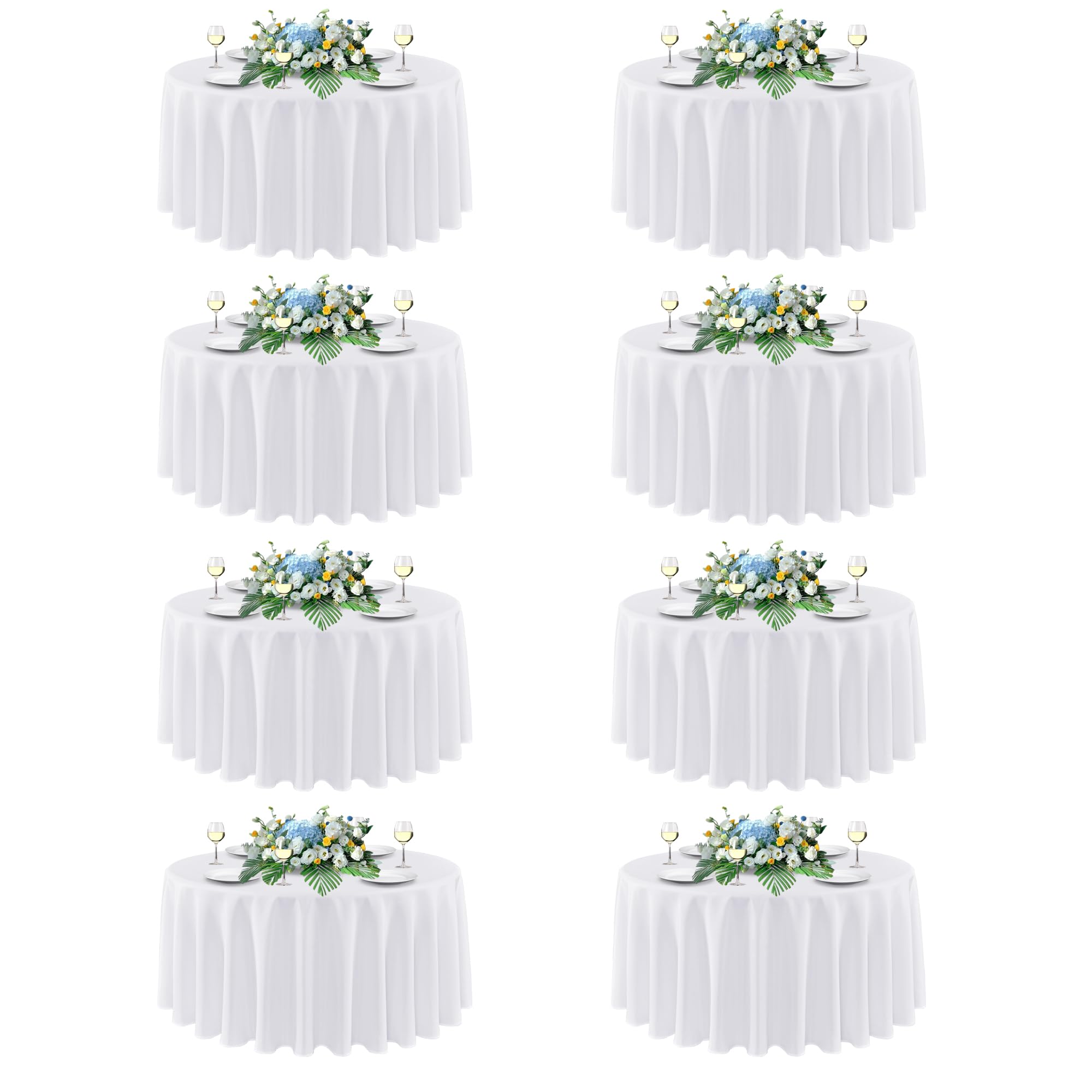 Mantel sancua redondo 90 pulgadas blanco para banquetes, fácil de lavar